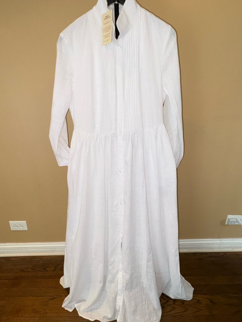 Modesees White Button-Front Long Sleeve Maxi Dress - Picture 1 of 10